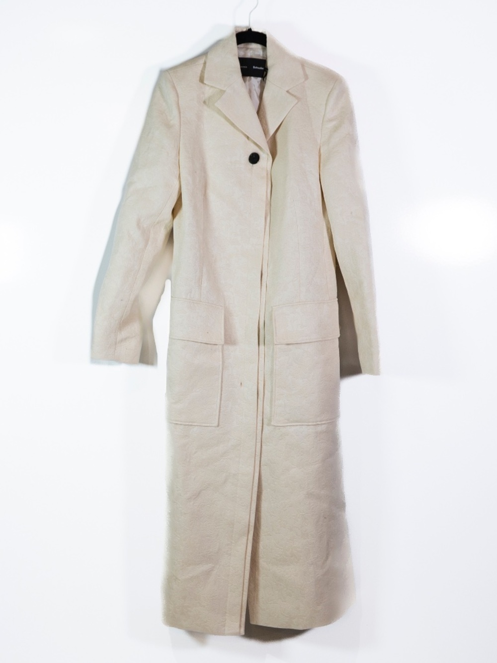 Proenza Schouler Cotton Wool Blend Textured Trench Coat Jacket Ivory Neutral 6